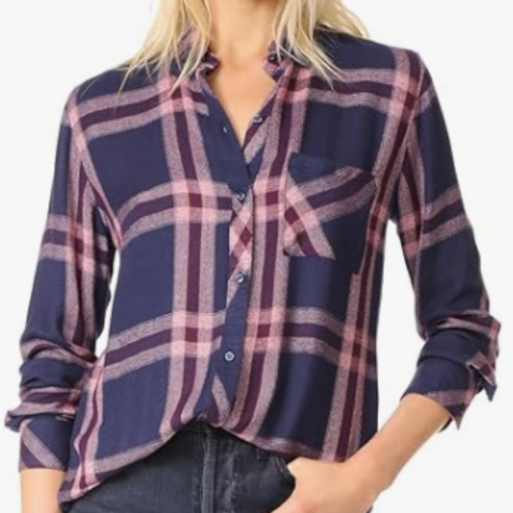 Rails Hunter Shirt, Admiral/Cranberry Melange